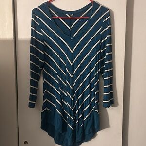 Croft&Barrow Teal Striped 3/4 Length Sleeve